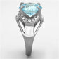 MATK1423 - High polished (no plating) Stainless Steel Ring with AAA Grade CZ  in Sea Blue