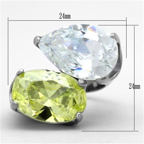 MATK1424 - High polished (no plating) Stainless Steel Ring with AAA Grade CZ  in Apple Green color