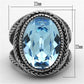 MATK1425 - High polished (no plating) Stainless Steel Ring with Top Grade Crystal  in Sea Blue