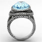MATK1425 - High polished (no plating) Stainless Steel Ring with Top Grade Crystal  in Sea Blue