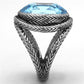 MATK1425 - High polished (no plating) Stainless Steel Ring with Top Grade Crystal  in Sea Blue