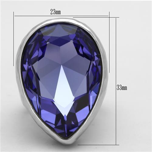 MATK1426 - High polished (no plating) Stainless Steel Ring with Top Grade Crystal  in Tanzanite