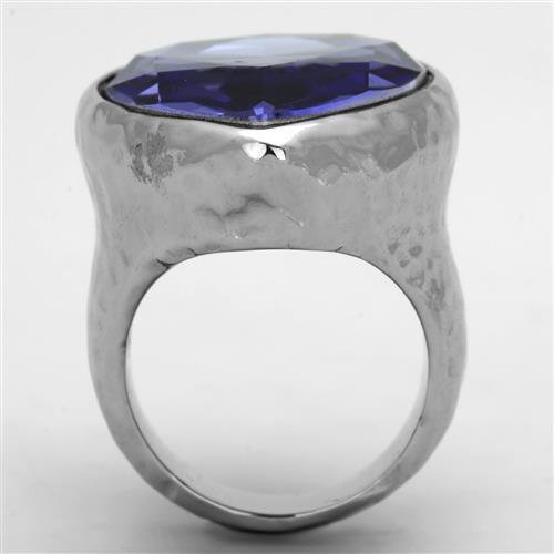 MATK1426 - High polished (no plating) Stainless Steel Ring with Top Grade Crystal  in Tanzanite
