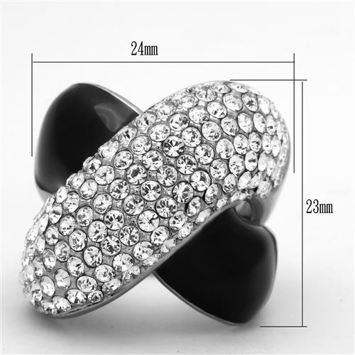 MATK1427 - High polished (no plating) Stainless Steel Ring with Top Grade Crystal  in Clear