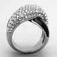 MATK1427 - High polished (no plating) Stainless Steel Ring with Top Grade Crystal  in Clear