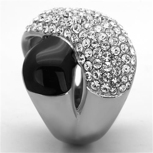 MATK1427 - High polished (no plating) Stainless Steel Ring with Top Grade Crystal  in Clear