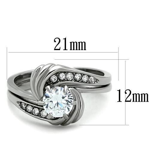 MATK1429 - High polished (no plating) Stainless Steel Ring with AAA Grade CZ  in Clear