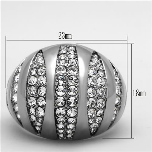 MATK1430 - High polished (no plating) Stainless Steel Ring with Top Grade Crystal  in Clear