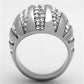 MATK1430 - High polished (no plating) Stainless Steel Ring with Top Grade Crystal  in Clear