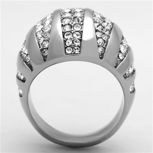 MATK1430 - High polished (no plating) Stainless Steel Ring with Top Grade Crystal  in Clear