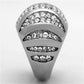 MATK1430 - High polished (no plating) Stainless Steel Ring with Top Grade Crystal  in Clear