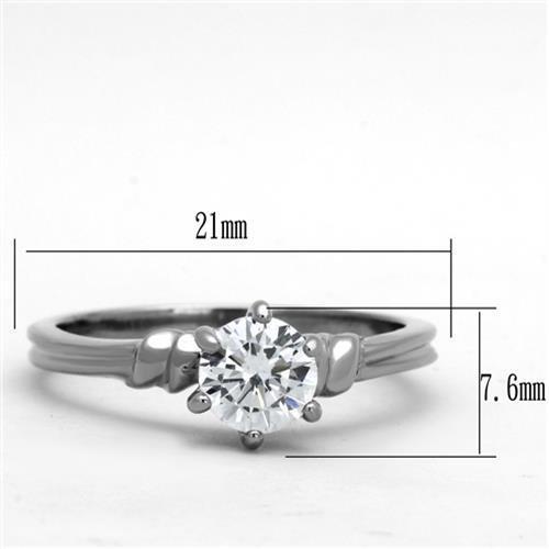 MATK1431 - High polished (no plating) Stainless Steel Ring with AAA Grade CZ  in Clear