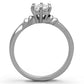 MATK1431 - High polished (no plating) Stainless Steel Ring with AAA Grade CZ  in Clear