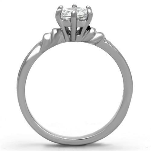 MATK1431 - High polished (no plating) Stainless Steel Ring with AAA Grade CZ  in Clear