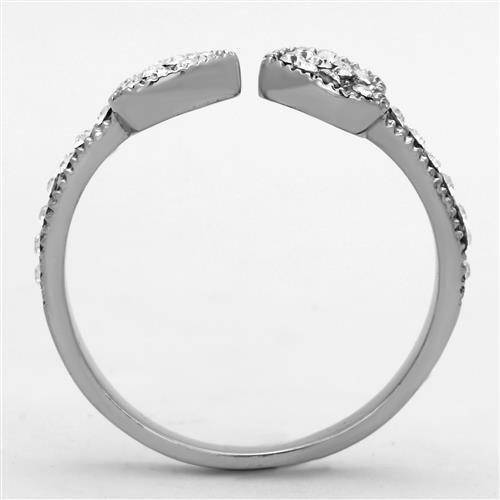 MATK1432 High polished (no plating) Stainless Steel Ring with Top Grade Crystal in Clear