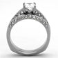 MATK1435 - High polished (no plating) Stainless Steel Ring with AAA Grade CZ  in Clear