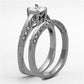 MATK1435 - High polished (no plating) Stainless Steel Ring with AAA Grade CZ  in Clear