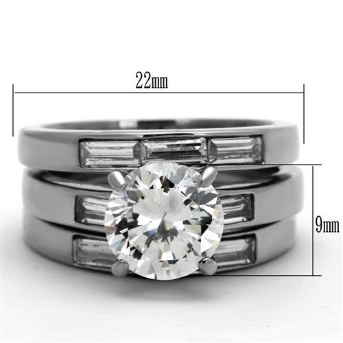 MATK1436 - High polished (no plating) Stainless Steel Ring with AAA Grade CZ  in Clear