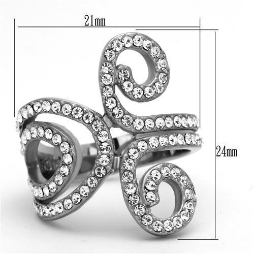 MATK1437 - High polished (no plating) Stainless Steel Ring with Top Grade Crystal  in Clear