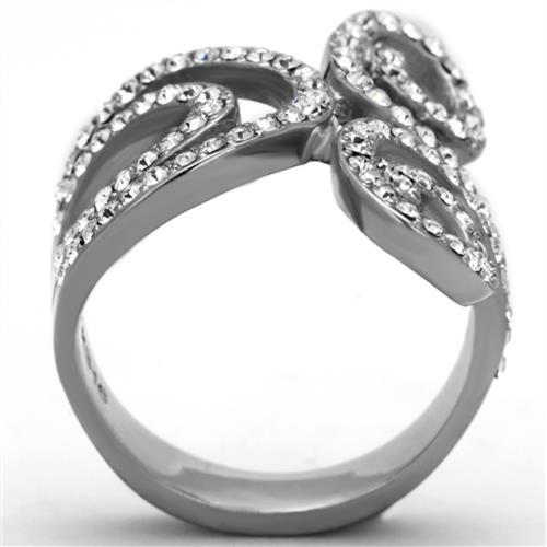 MATK1437 - High polished (no plating) Stainless Steel Ring with Top Grade Crystal  in Clear