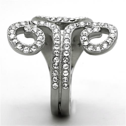 MATK1437 - High polished (no plating) Stainless Steel Ring with Top Grade Crystal  in Clear