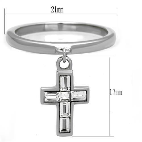 MATK1438 - High polished (no plating) Stainless Steel Ring with AAA Grade CZ  in Clear