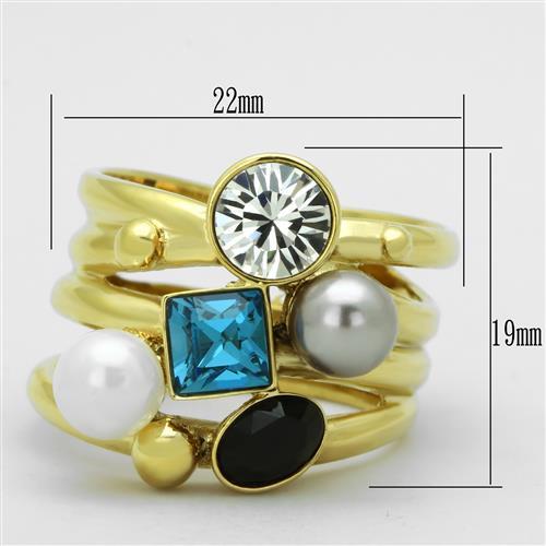 MATK1440 - IP Gold(Ion Plating) Stainless Steel Ring with Synthetic Pearl in Multi Color