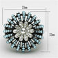 MATK1442 - Two-Tone IP Black Stainless Steel Ring with Top Grade Crystal  in Sea Blue