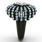 MATK1442 - Two-Tone IP Black Stainless Steel Ring with Top Grade Crystal  in Sea Blue