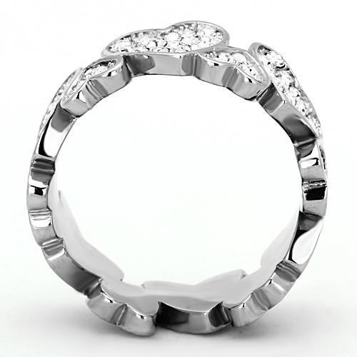 MATK1443 - High polished (no plating) Stainless Steel Ring with Top Grade Crystal  in Clear