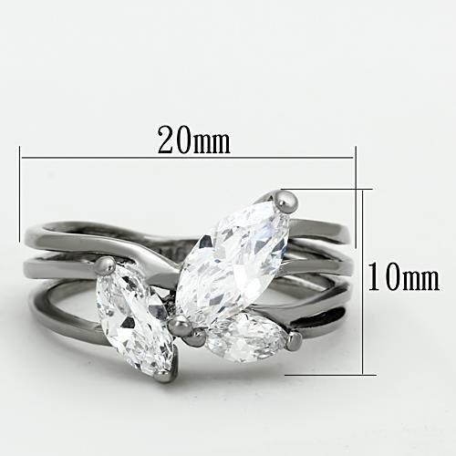 MATK1445 - High polished (no plating) Stainless Steel Ring with AAA Grade CZ  in Clear