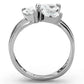 MATK1445 - High polished (no plating) Stainless Steel Ring with AAA Grade CZ  in Clear