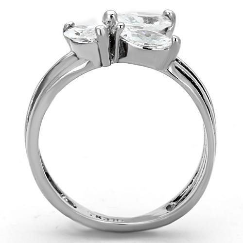 MATK1445 - High polished (no plating) Stainless Steel Ring with AAA Grade CZ  in Clear