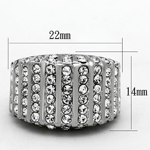 MATK1447 - High polished (no plating) Stainless Steel Ring with Top Grade Crystal  in Clear