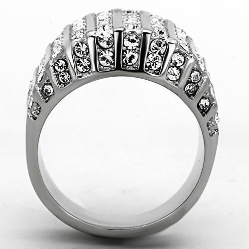 MATK1447 - High polished (no plating) Stainless Steel Ring with Top Grade Crystal  in Clear