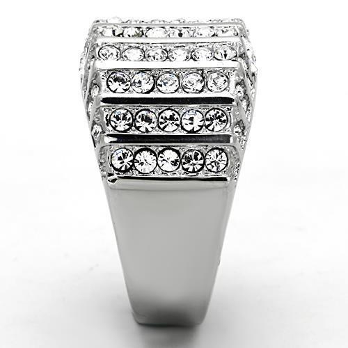 MATK1447 - High polished (no plating) Stainless Steel Ring with Top Grade Crystal  in Clear
