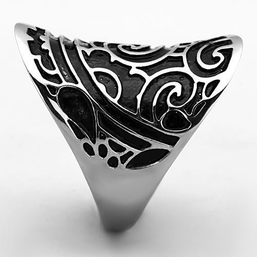 MATK1448 - High polished (no plating) Stainless Steel Ring with Epoxy  in Jet