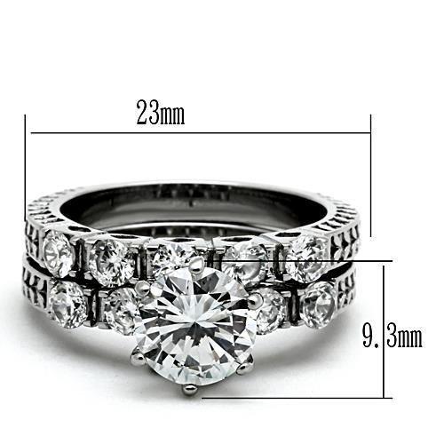 MATK1450 - High polished (no plating) Stainless Steel Ring with AAA Grade CZ  in Clear