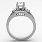 MATK1451 - High polished (no plating) Stainless Steel Ring with AAA Grade CZ  in Clear