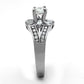 MATK1451 - High polished (no plating) Stainless Steel Ring with AAA Grade CZ  in Clear
