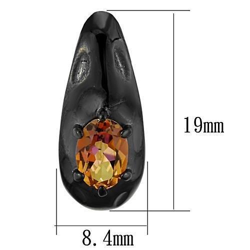 MATK1452 - IP Black(Ion Plating) Stainless Steel Earrings with Semi-Precious Citrine in Topaz Multicolor