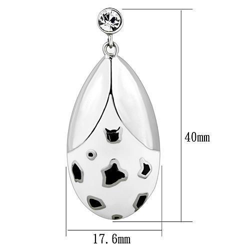 MATK1462 - High polished (no plating) Stainless Steel Earrings with Top Grade Crystal  in Clear