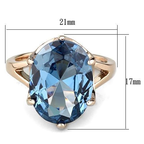 MATK1484 - IP Rose Gold(Ion Plating) Stainless Steel Ring with Synthetic Spinel in London Blue