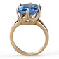 MATK1484 - IP Rose Gold(Ion Plating) Stainless Steel Ring with Synthetic Spinel in London Blue