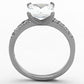 MATK1486 - High polished (no plating) Stainless Steel Ring with AAA Grade CZ  in Clear