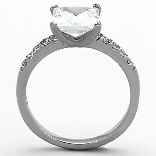 MATK1486 - High polished (no plating) Stainless Steel Ring with AAA Grade CZ  in Clear