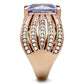MATK1490 - IP Rose Gold(Ion Plating) Stainless Steel Ring with AAA Grade CZ  in Light Amethyst