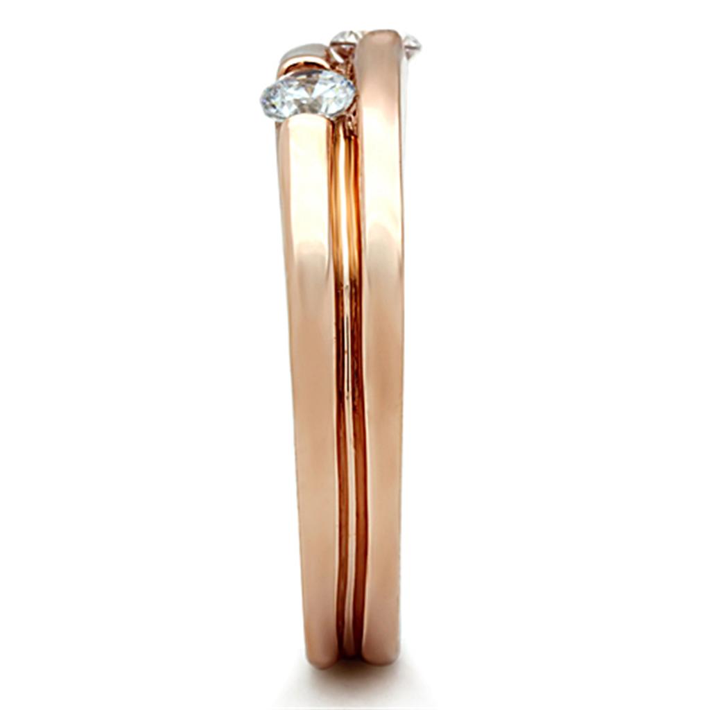 MATK1491 - IP Rose Gold(Ion Plating) Stainless Steel Ring with AAA Grade CZ  in Clear