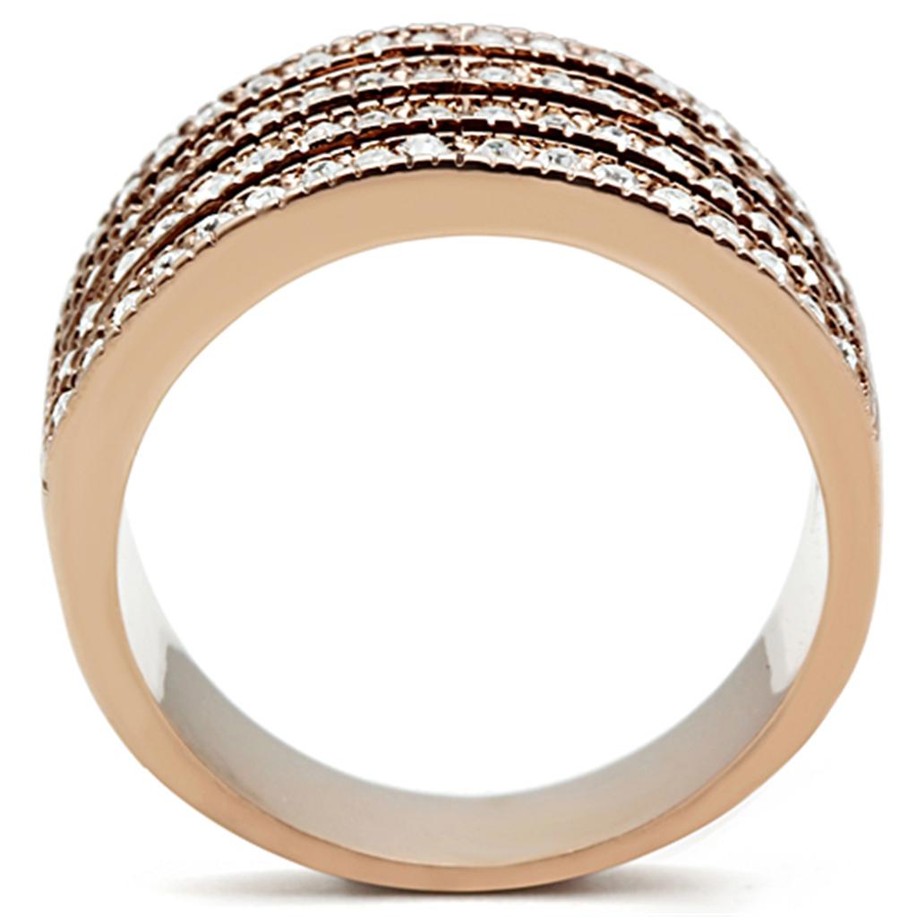MATK1492 - IP Rose Gold(Ion Plating) Stainless Steel Ring with AAA Grade CZ  in Clear