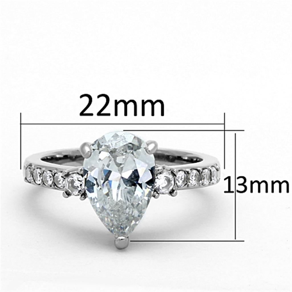 MATK1493 - High polished (no plating) Stainless Steel Ring with AAA Grade CZ  in Clear